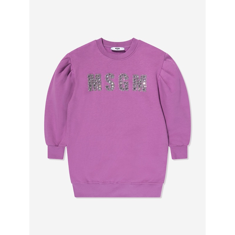 MSGM Girls Logo Sweater Dress in Purple